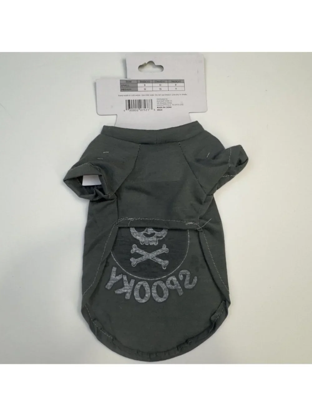 Bone-A-Fide Spooky Novelty Pet Halloween Tee Small Gray Skull Dog Costume NEW